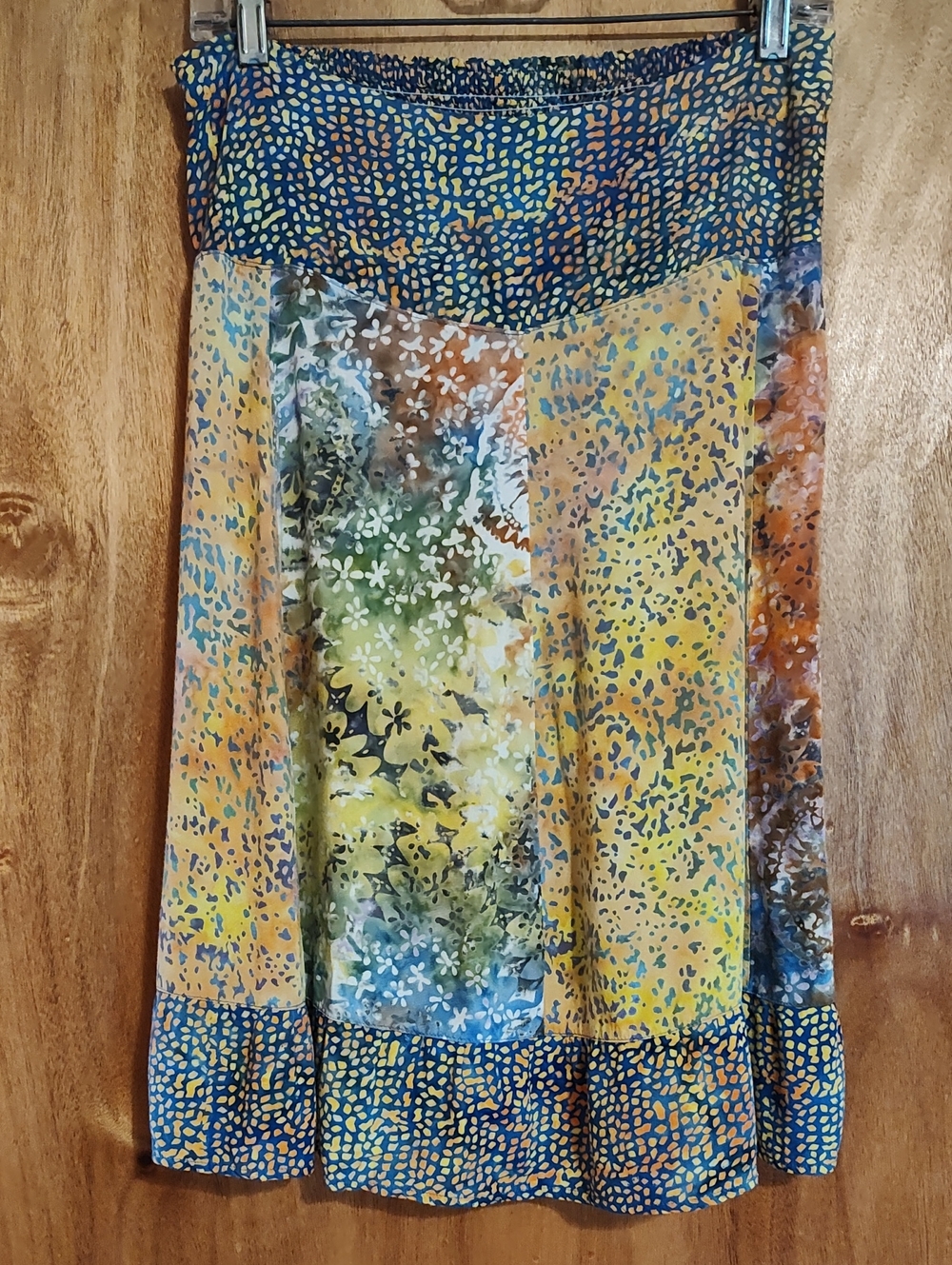 ✨*Like New*✨ Santiki Batik Mixed Print Skirt Blue Yellow Orange Patchwork XL